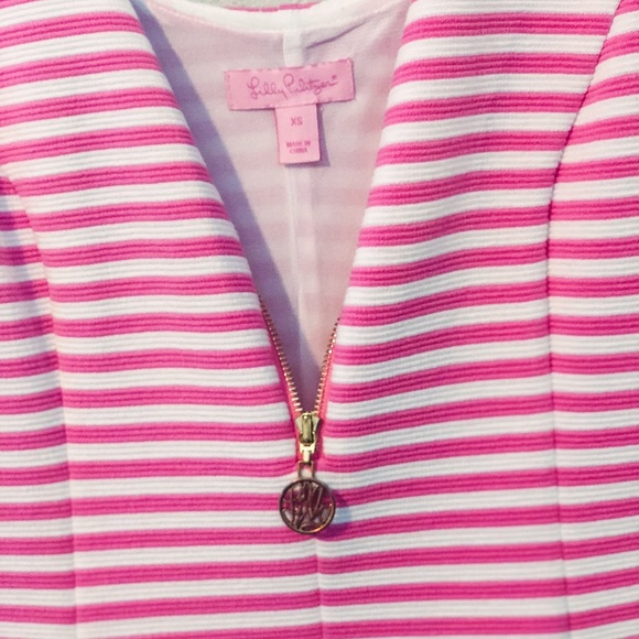 Lilly Pulitzer pink & white striped dress size XS - Picture 2 of 2